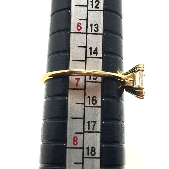 Yellow Gold Plated Sterling Silver Ring Size 6.75 Claw Prong Cubic Zirconia - Picture 2 of 16